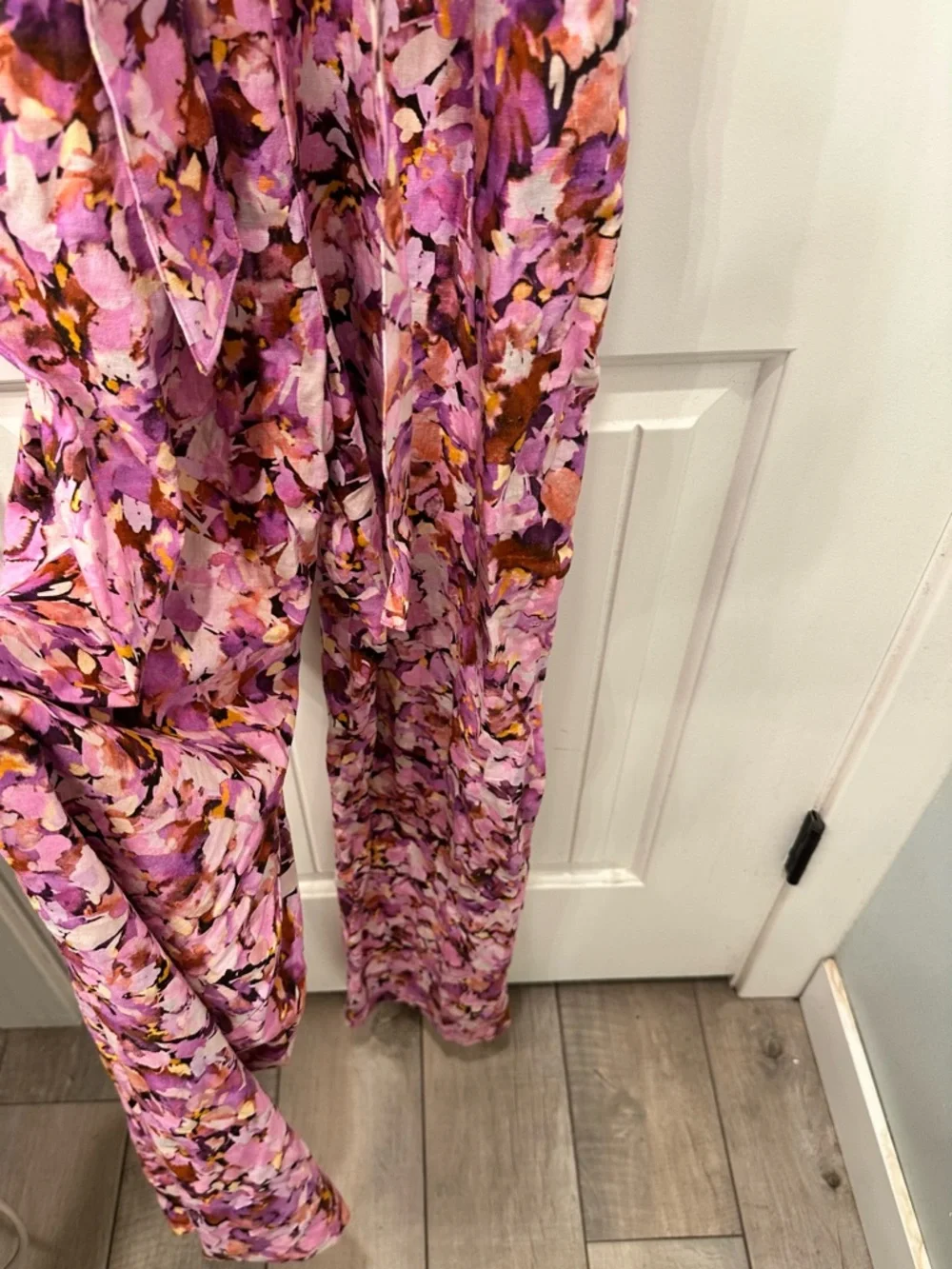 NWT Banana Republic Factory Linen Blend Origami Knot Jumpsuit Pink Floral S